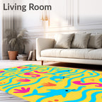 Playful Aqua Dolphins Yellow Sea Rug