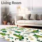Playful Green Dinosaurs Alphabet Blocks Rug