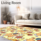 Whimsical Cartoon Bear Yellow Repeating Rug