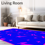 Electric Blue Pink Abstract Brushstrokes Rug