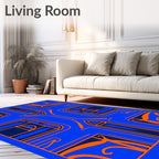 Vibrant Orange Blue Geometric Archway Rug