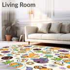 Whimsical Cartoon Animal Collage Rug
