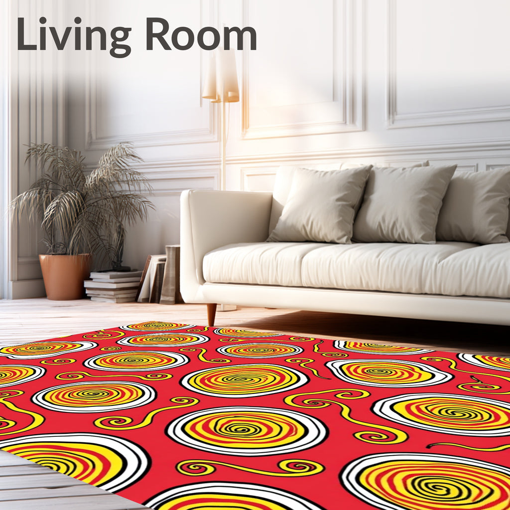 Crimson Swirling Spiral medallion Rug