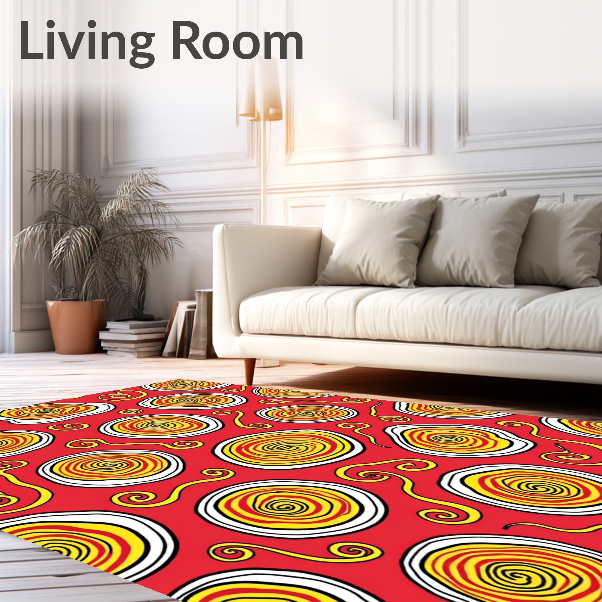 Crimson Swirling Spiral medallion Rug