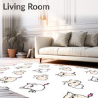 Playful Beige And White Cats Rug