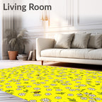 Bright Yellow Daisy Bee Meadow Rug