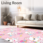 Cute Pink Bear Butterfly Hearts Rug