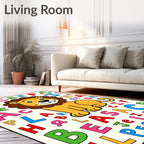 Cheerful Lion Alphabet Collage Rug