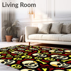 Spooky Skulls Bones Red Swirls Rug