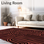 Coral Abstract Labyrinth Lines Rug