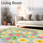 Cheerful Daisy Field with Pink Accents Rug