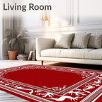 Crimson Deer and Branch Border Rug