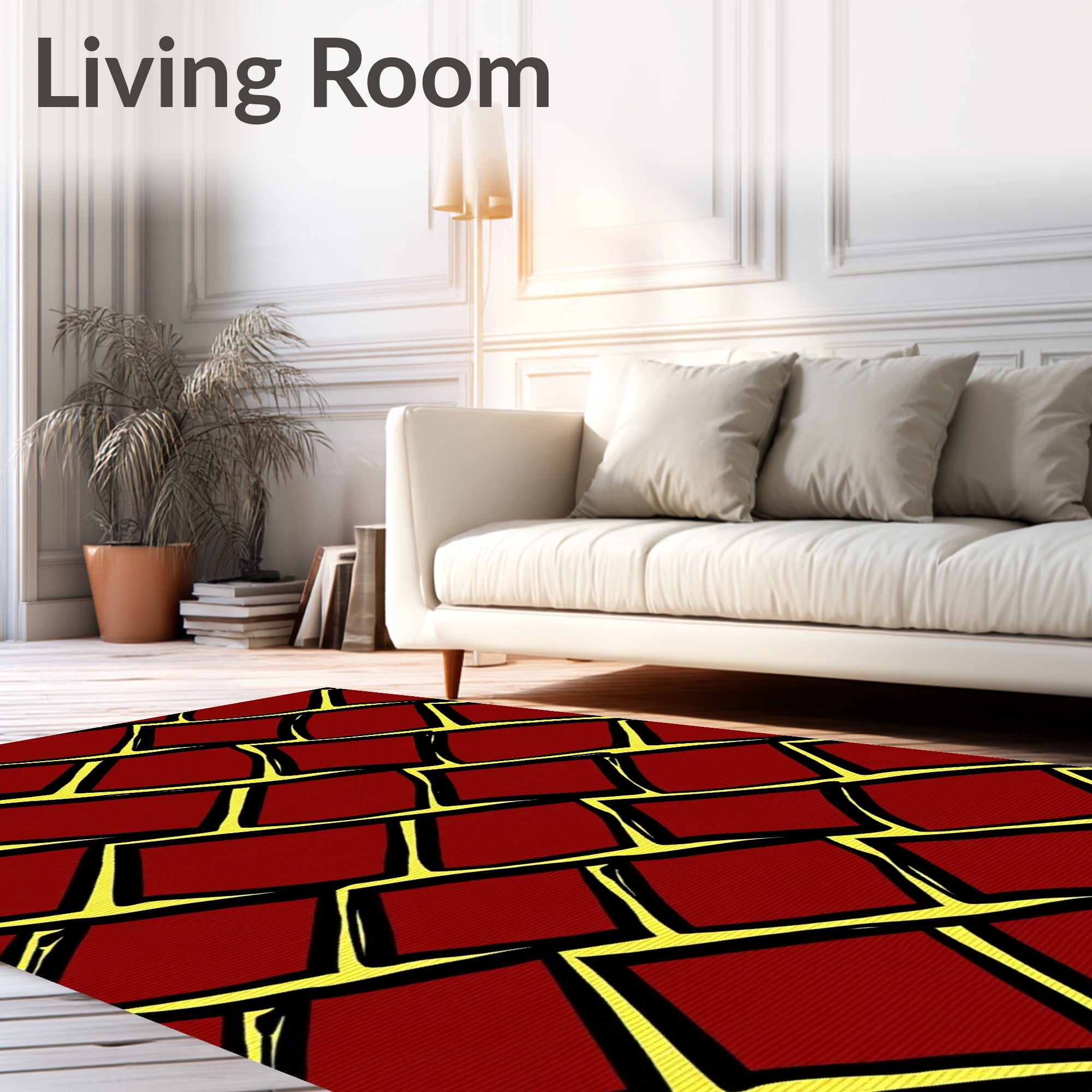 Crimson Yellow Diamond Weave Rug
