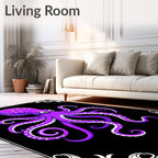 Violet Octopus with White Polka Dots Rug