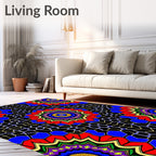 Vibrant Kaleidoscopic Medallion Jewel Tone Rug