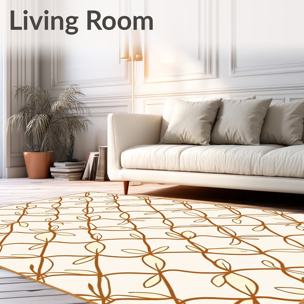 Organic Lattice Brown Leaf Vine Rug