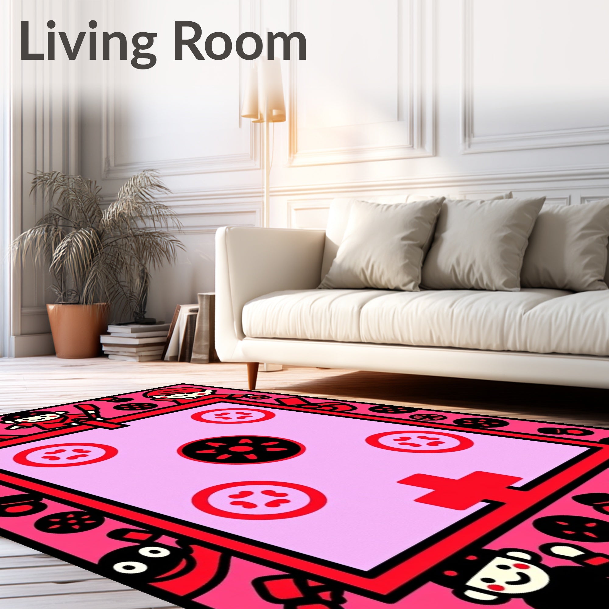 Pink And Red Sports Characters Rug