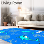 Aqua Dolphins Amidst Ocean Flora Rug