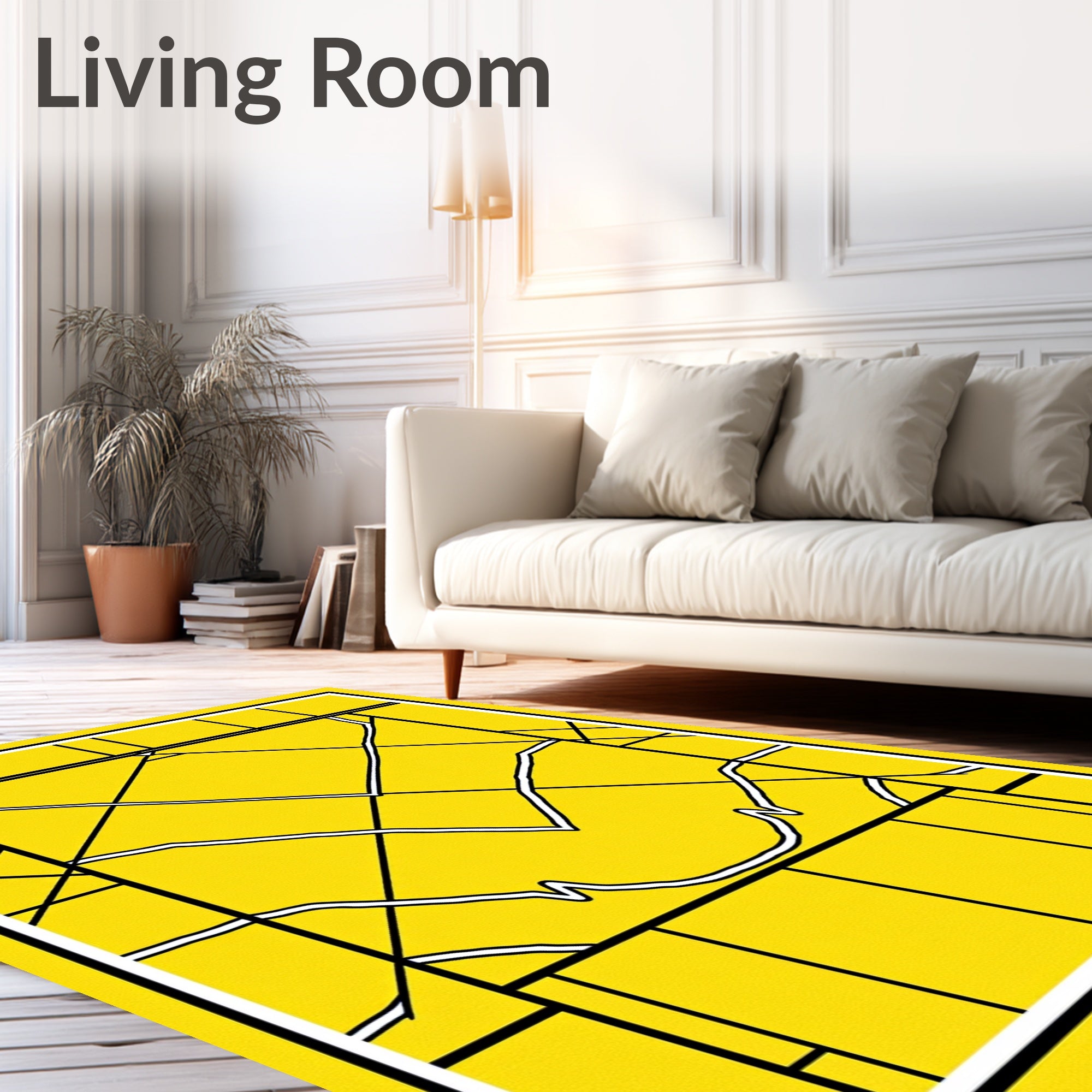 Bold Yellow Geometric Abstract Graphic Rug
