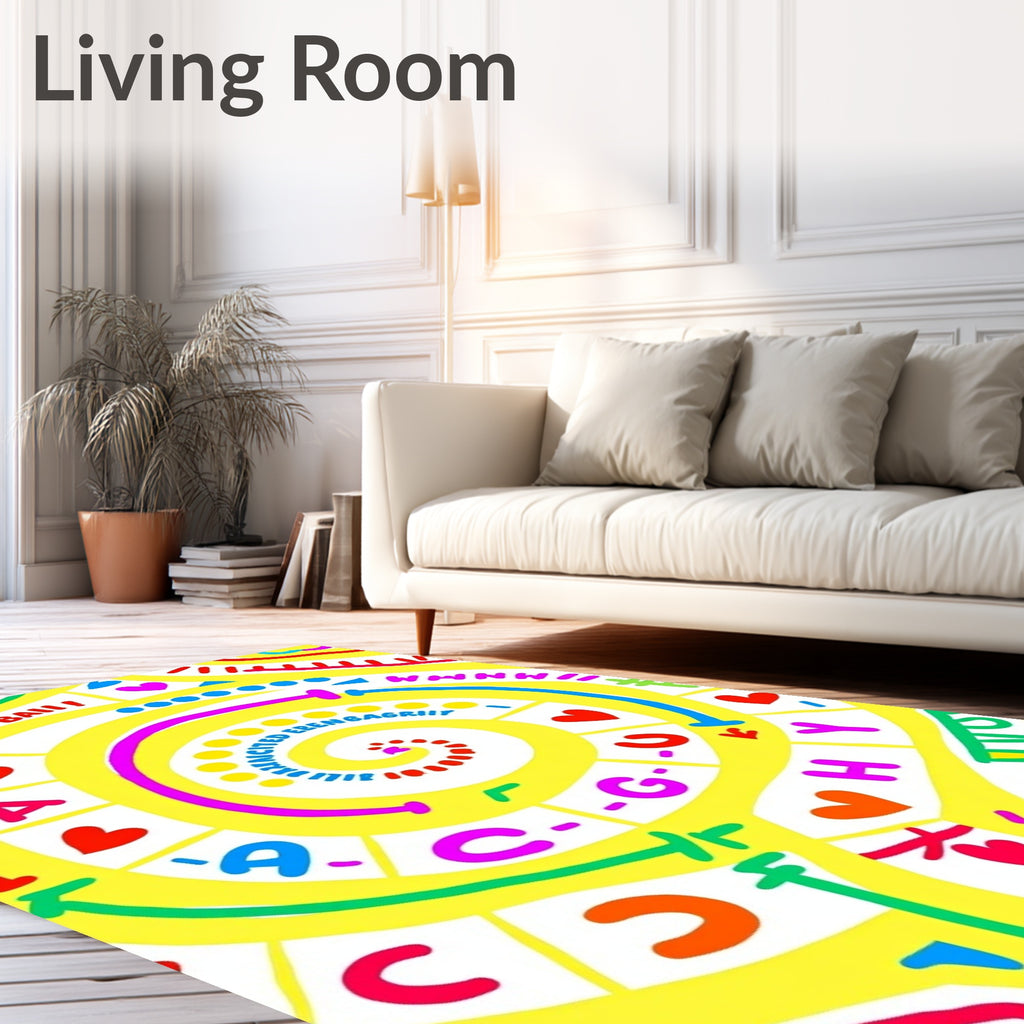 Funky Yellow Spiral Graphic Rug