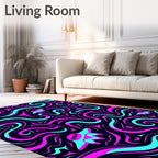 Neon Pink Teal Flying Saucer Swirls Rug