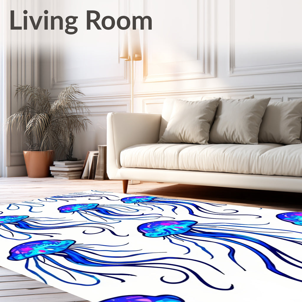 Vibrant Blue Jellyfish Garden Rug
