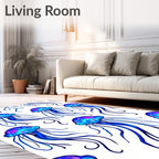 Vibrant Blue Jellyfish Garden Rug