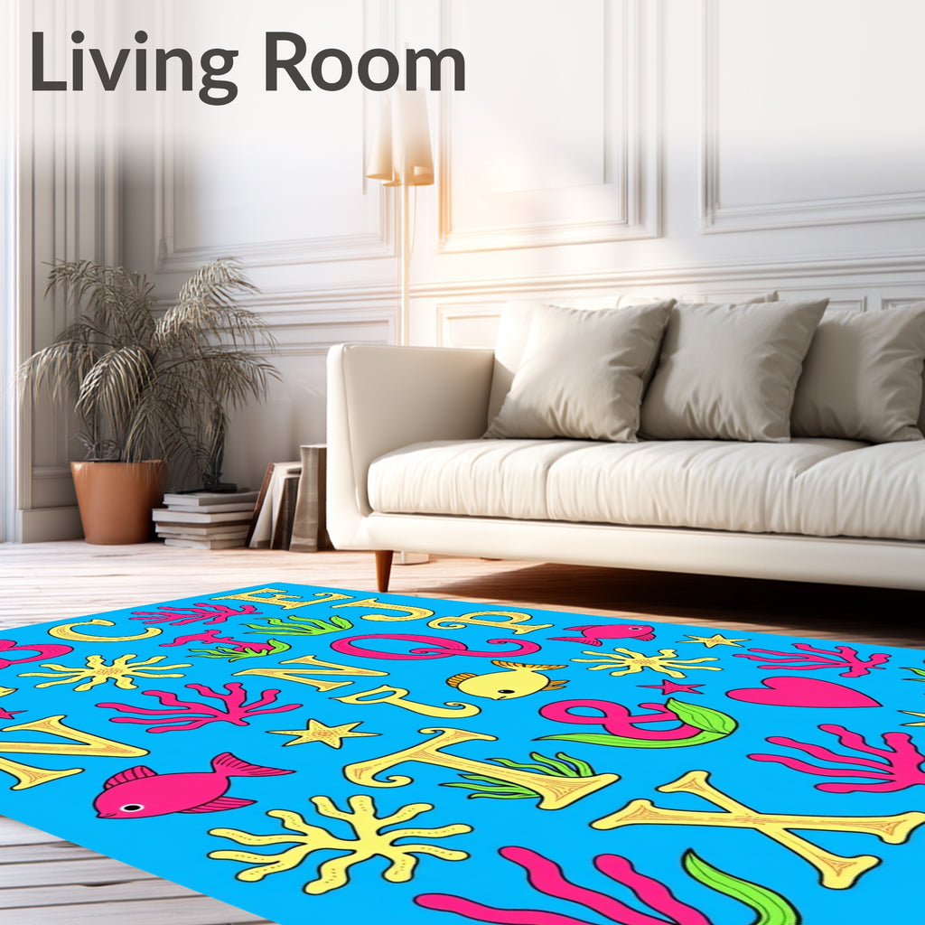 Ocean Alphabet Coral Fish Starfish Rug