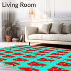 Red Abstract Geometric Tiles Rug