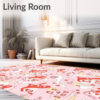 Whimsical Pink Houses Abstract Flow Rug