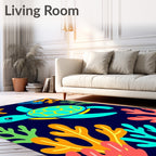 Aqua Turtle Coral Reef Adventure Rug