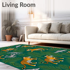 Jungle Tigers With Ferns And Crocodiles Rug