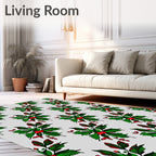 Festive Green Holly Berry Cluster Rug