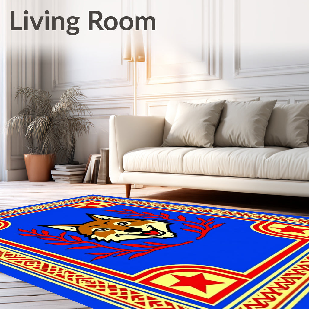 Bold Blue Fox With Red Berries Rug