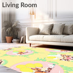 Playful Yellow Dog Balloon Celebration Rug