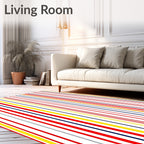 Bold Red Blue Yellow Stripe Rug