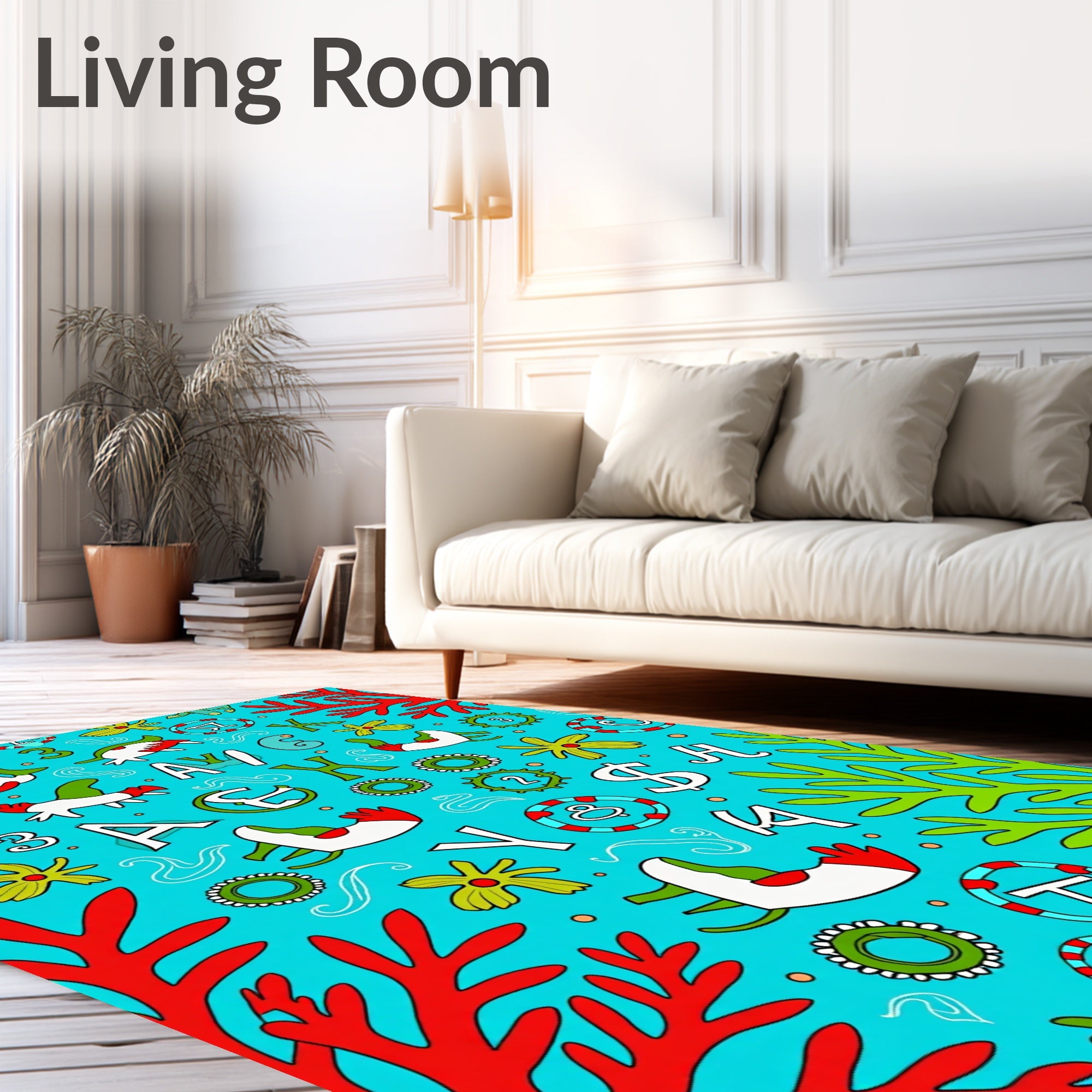 Whimsical Sea Creature Alphabet Medley Rug