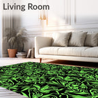 Neon Green Abstract Floral Swirl Rug