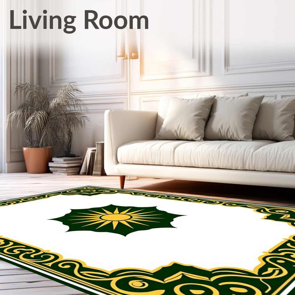 Emerald Sunburst Ornate Border Rug