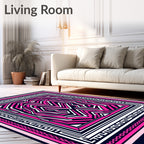 Bold Pink Geometric Labyrinth Rug