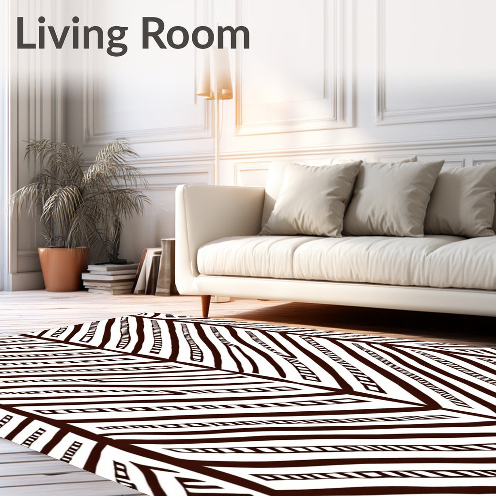 Dark Brown Abstract Chevron Lines Rug