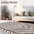 Dark Brown Abstract Chevron Lines Rug