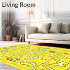 Yellow Alphabet Outline Letters Rug