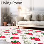 Sweet Red Strawberry Pink Hearts Flowers Rug
