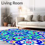 Vibrant Blue Starburst Medallion Rug