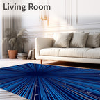 Radial Blue Starburst Abstract Rug