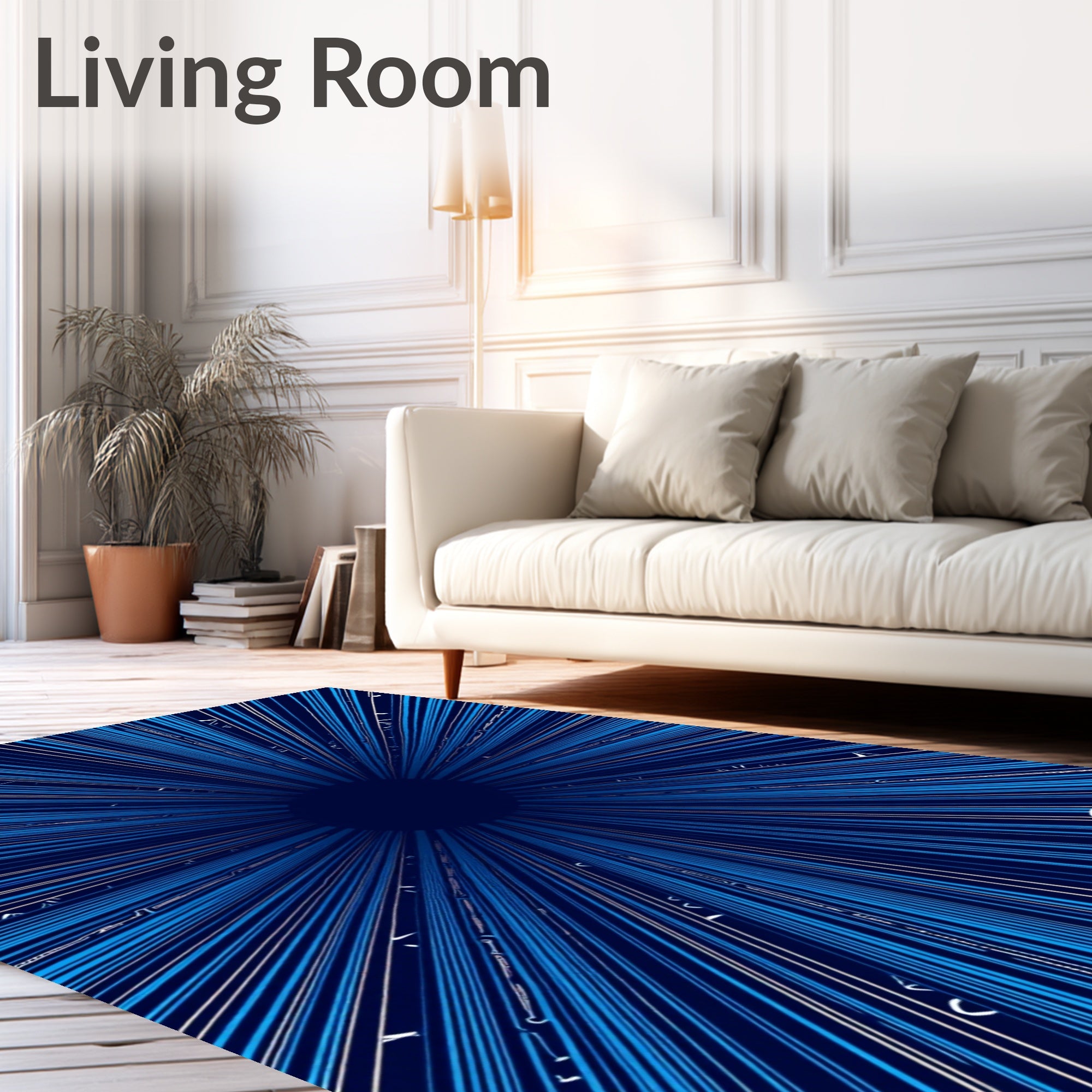 Radial Blue Starburst Abstract Rug