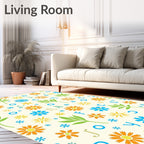 Alphabet Flowers And Leaves Design Rug