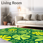 Lush Yellow Green Tropical Foliage Rug