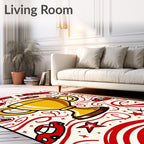 Golden Trophy Red Car Celebration Rug